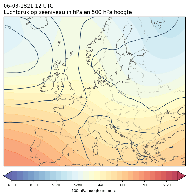 Weerkaart van 6 maart 1821 om 12 UTC