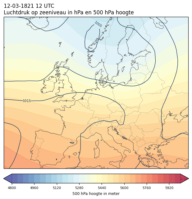 Weerkaart van 12 maart 1821 om 12 UTC