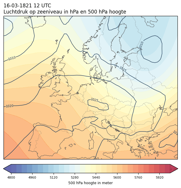 Weerkaart van 16 maart 1821 om 12 UTC