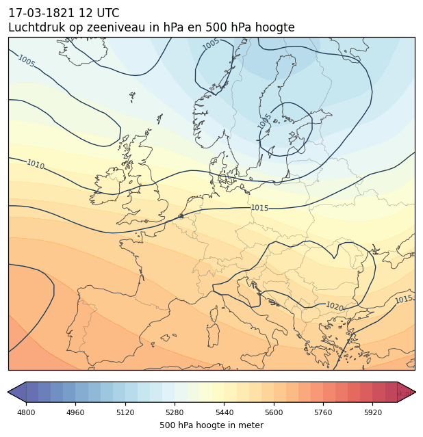 Weerkaart van 17 maart 1821 om 12 UTC