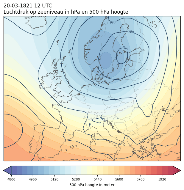 Weerkaart van 20 maart 1821 om 12 UTC