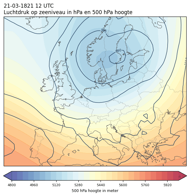 Weerkaart van 21 maart 1821 om 12 UTC