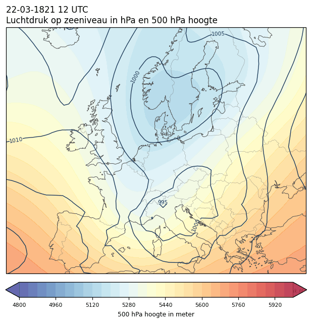 Weerkaart van 22 maart 1821 om 12 UTC