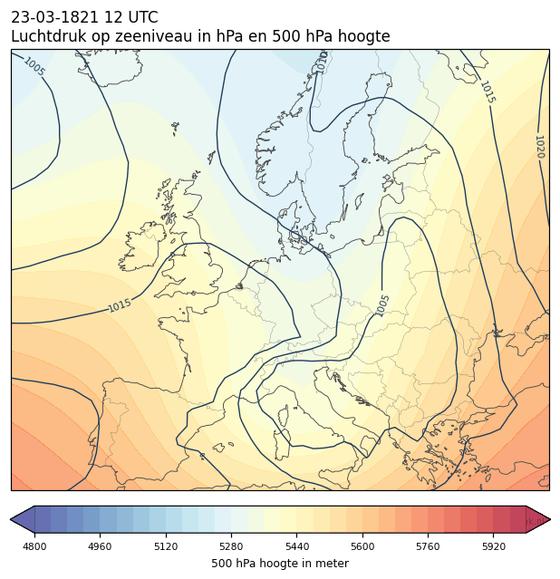 Weerkaart van 23 maart 1821 om 12 UTC
