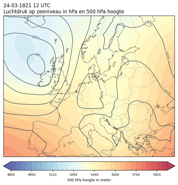 Weerkaart van 24 maart 1821 om 12 UTC