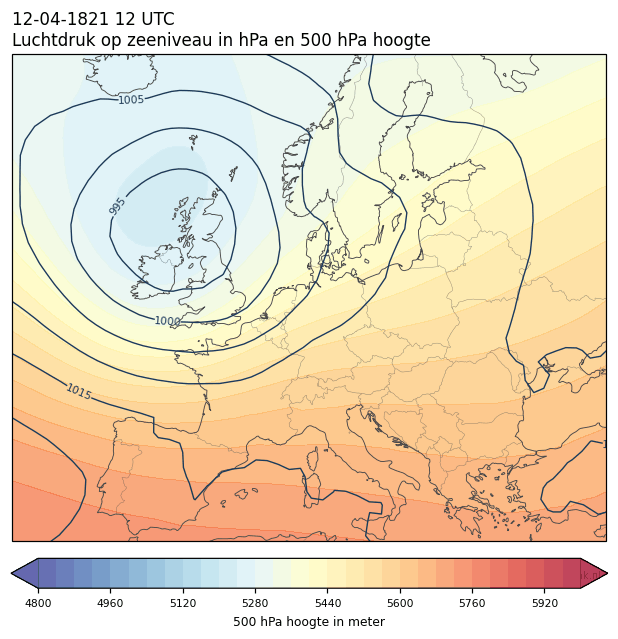 Weerkaart van 12 april 1821 om 12 UTC