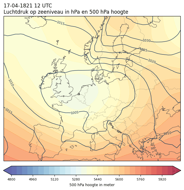 Weerkaart van 17 april 1821 om 12 UTC
