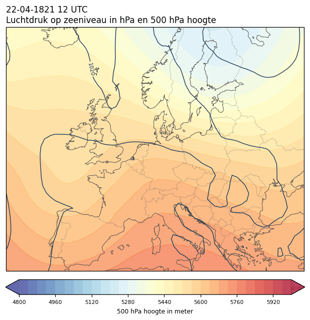 Weerkaart van 22 april 1821 om 12 UTC