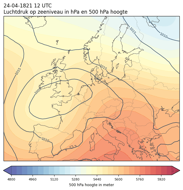 Weerkaart van 24 april 1821 om 12 UTC