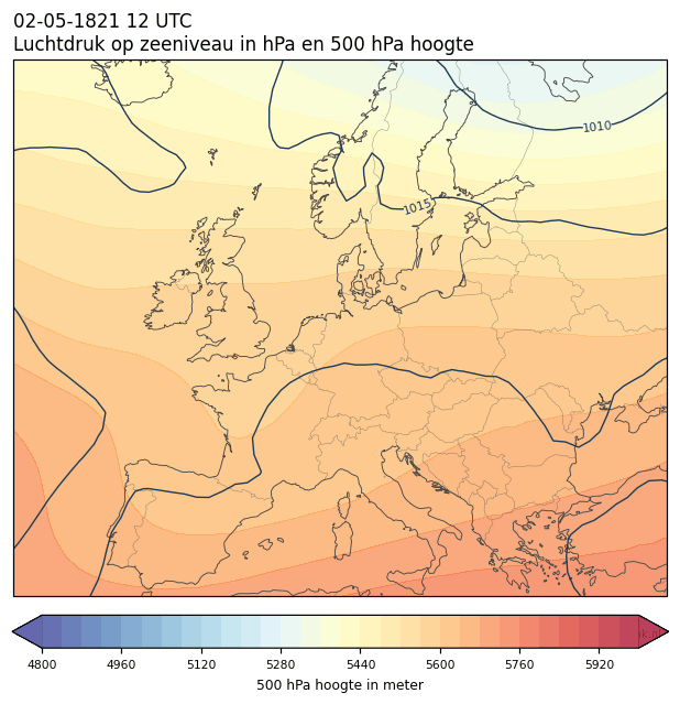 Weerkaart van 2 mei 1821 om 12 UTC