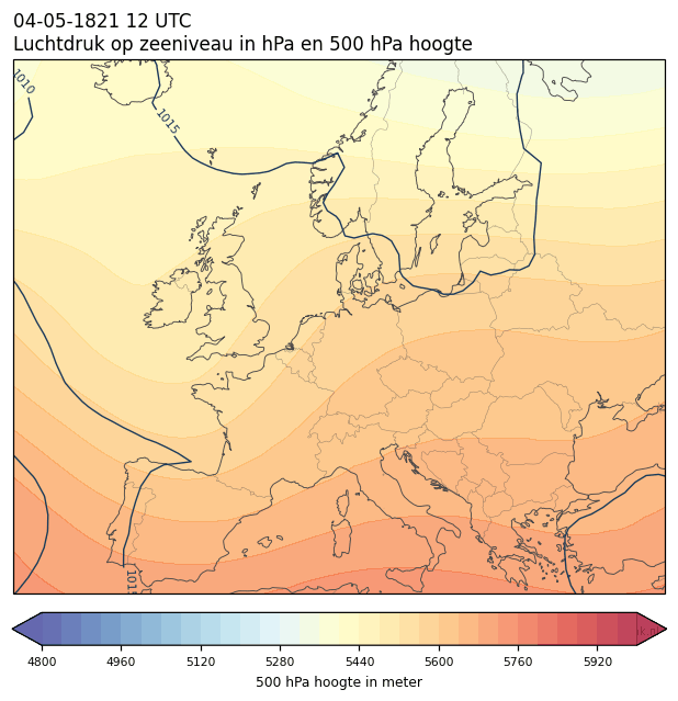 Weerkaart van 4 mei 1821 om 12 UTC