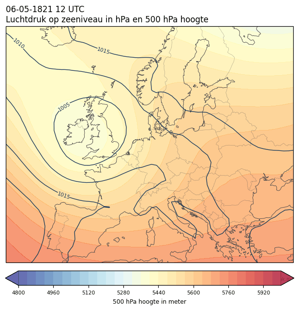 Weerkaart van 6 mei 1821 om 12 UTC