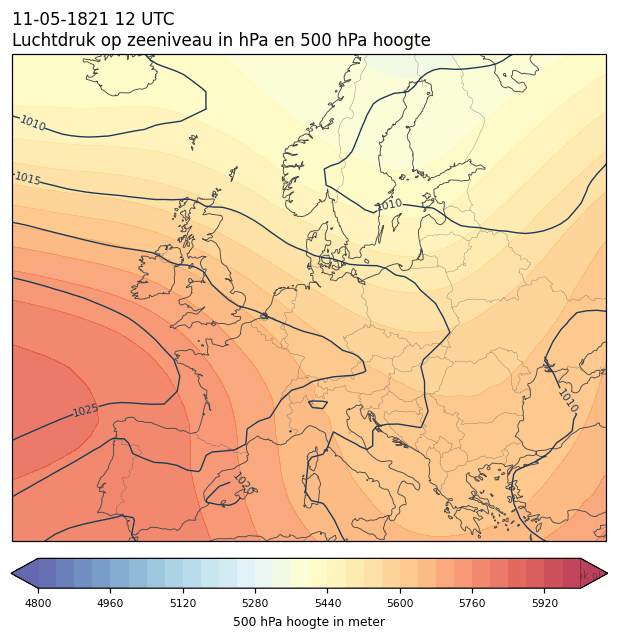 Weerkaart van 11 mei 1821 om 12 UTC