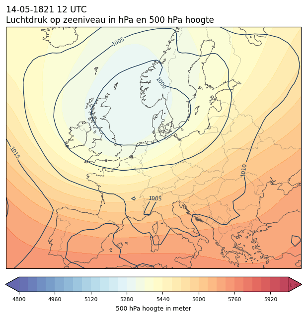 Weerkaart van 14 mei 1821 om 12 UTC