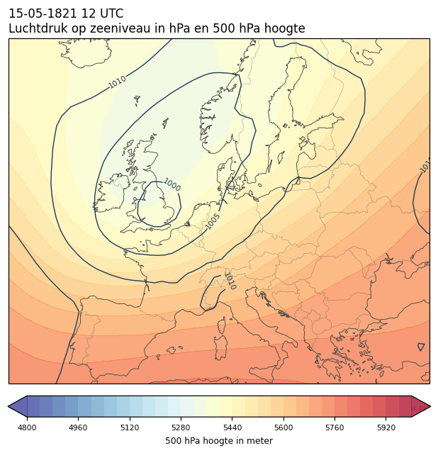 Weerkaart van 15 mei 1821 om 12 UTC