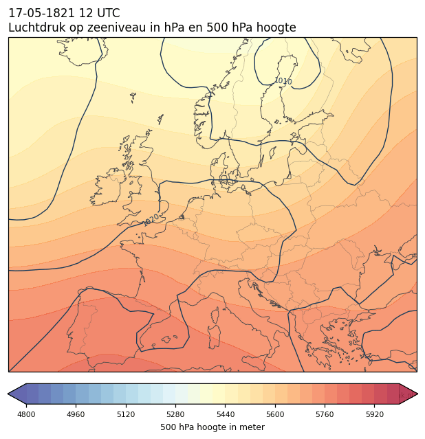 Weerkaart van 17 mei 1821 om 12 UTC