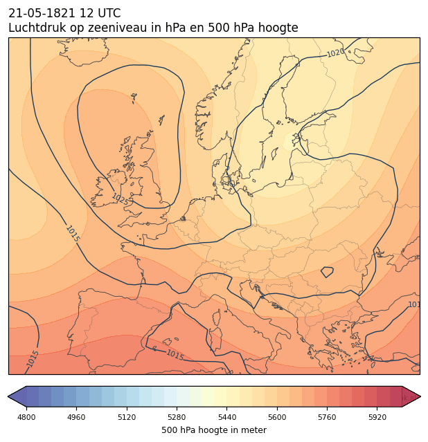 Weerkaart van 21 mei 1821 om 12 UTC