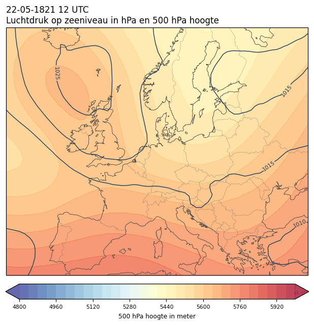Weerkaart van 22 mei 1821 om 12 UTC