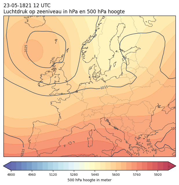 Weerkaart van 23 mei 1821 om 12 UTC