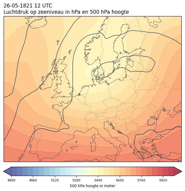 Weerkaart van 26 mei 1821 om 12 UTC