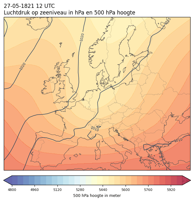 Weerkaart van 27 mei 1821 om 12 UTC