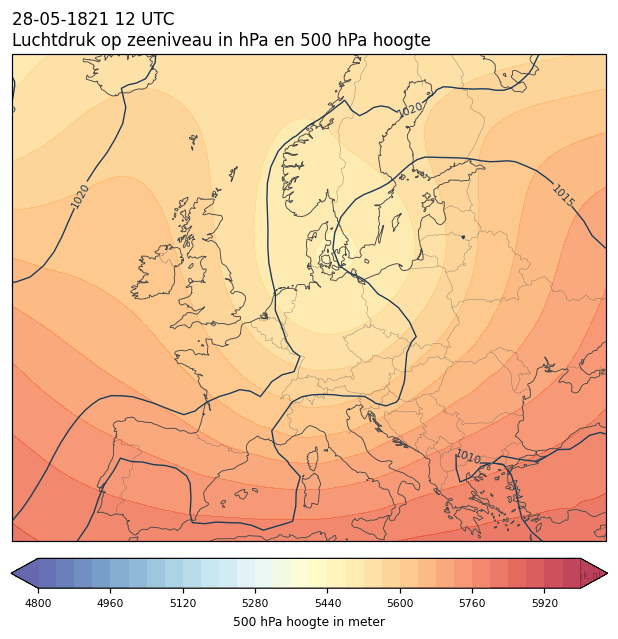 Weerkaart van 28 mei 1821 om 12 UTC