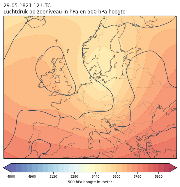 Weerkaart van 29 mei 1821 om 12 UTC
