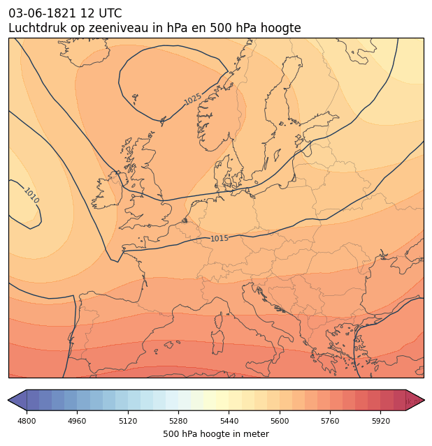 Weerkaart van 3 juni 1821 om 12 UTC