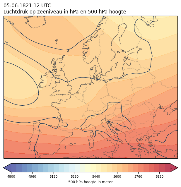 Weerkaart van 5 juni 1821 om 12 UTC