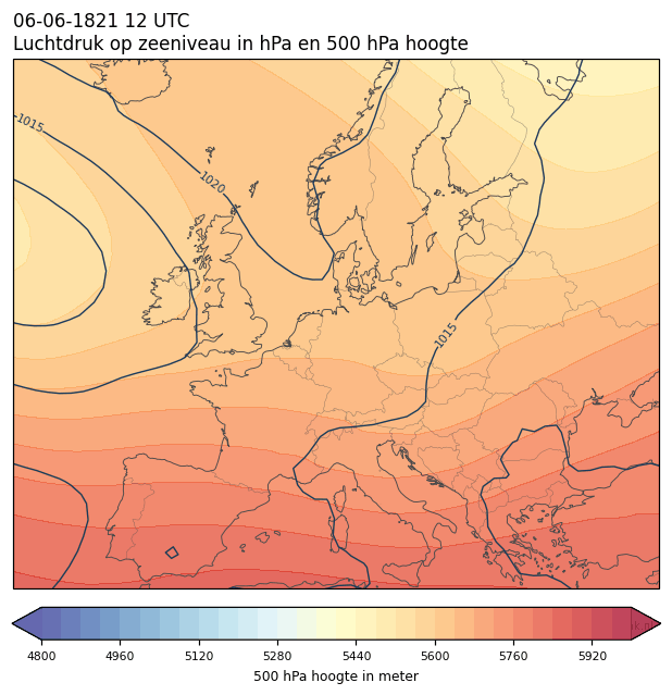Weerkaart van 6 juni 1821 om 12 UTC