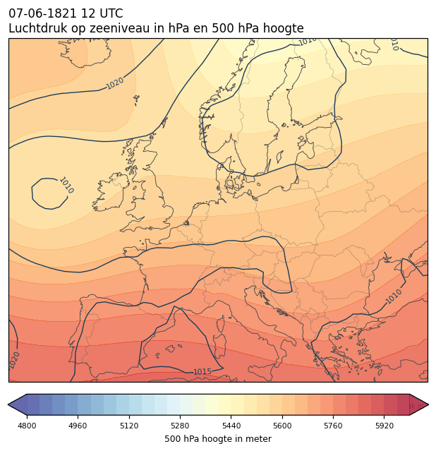 Weerkaart van 7 juni 1821 om 12 UTC
