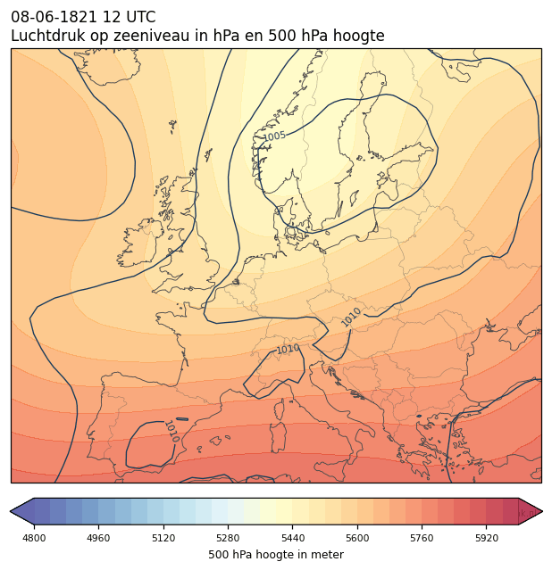 Weerkaart van 8 juni 1821 om 12 UTC