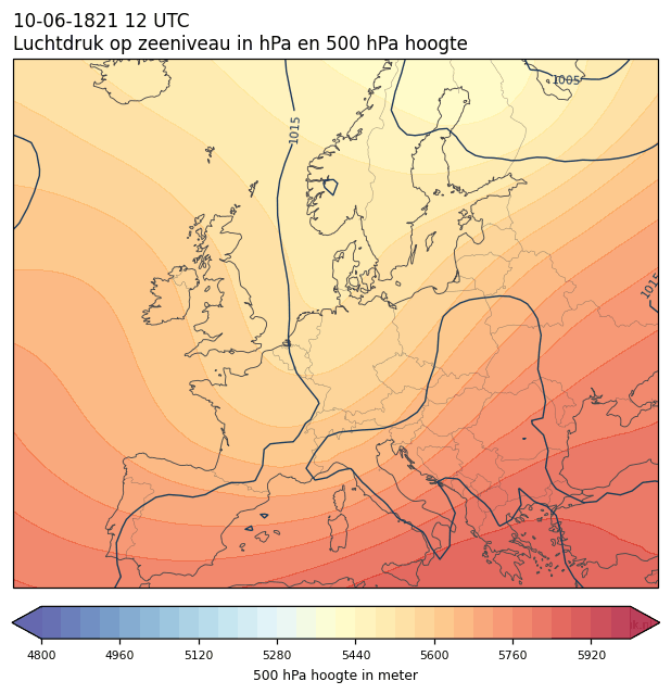 Weerkaart van 10 juni 1821 om 12 UTC