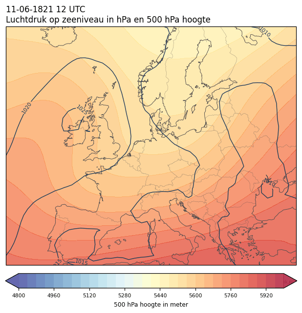 Weerkaart van 11 juni 1821 om 12 UTC