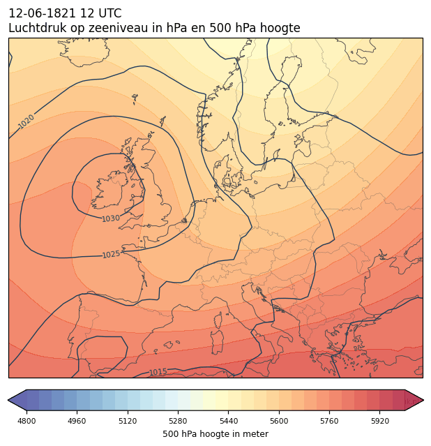 Weerkaart van 12 juni 1821 om 12 UTC