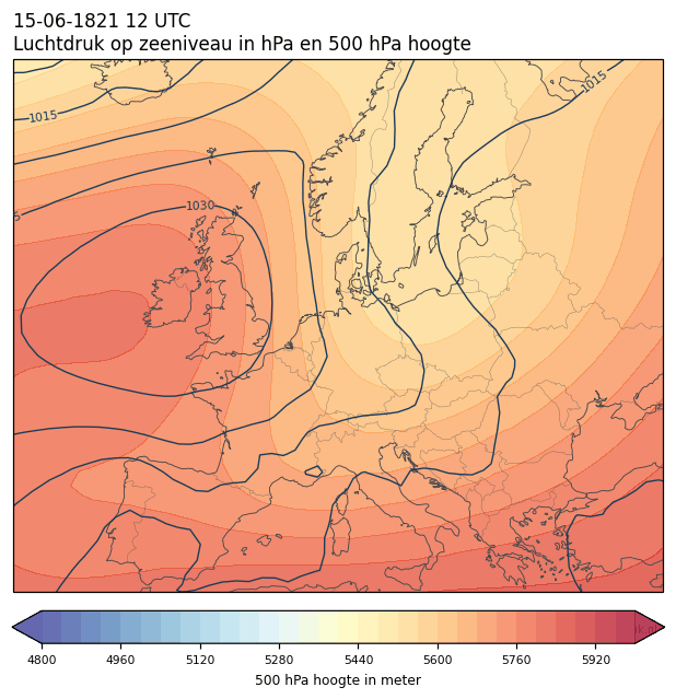 Weerkaart van 15 juni 1821 om 12 UTC