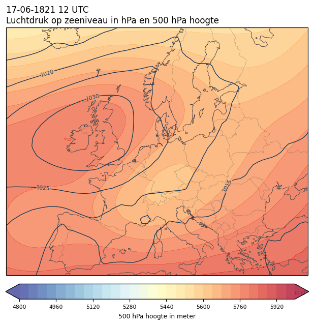 Weerkaart van 17 juni 1821 om 12 UTC
