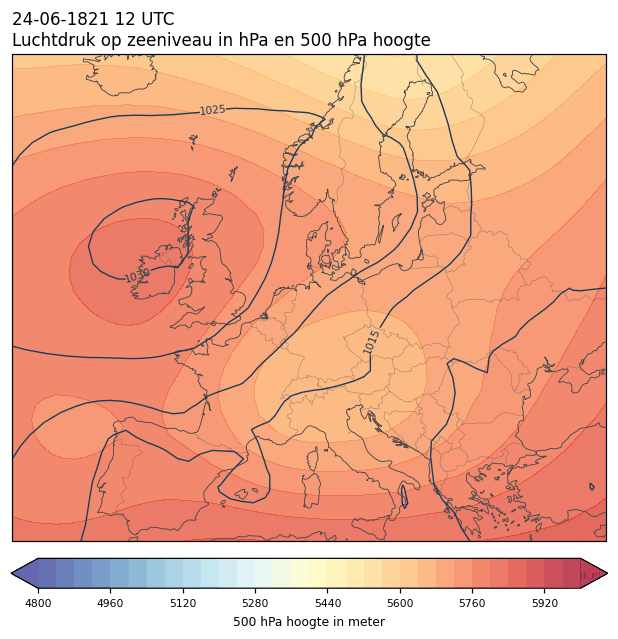 Weerkaart van 24 juni 1821 om 12 UTC