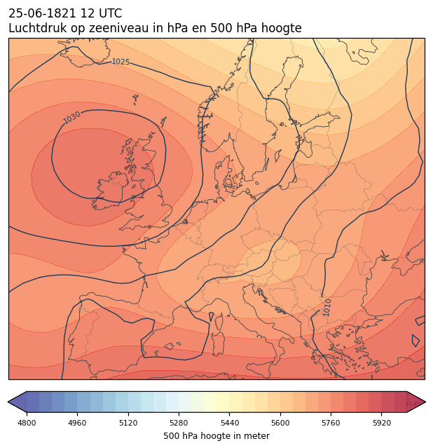 Weerkaart van 25 juni 1821 om 12 UTC