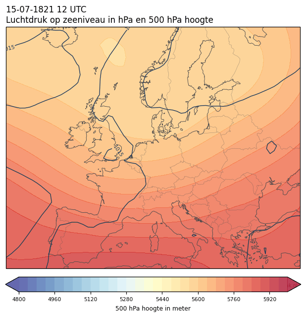 Weerkaart van 15 juli 1821 om 12 UTC