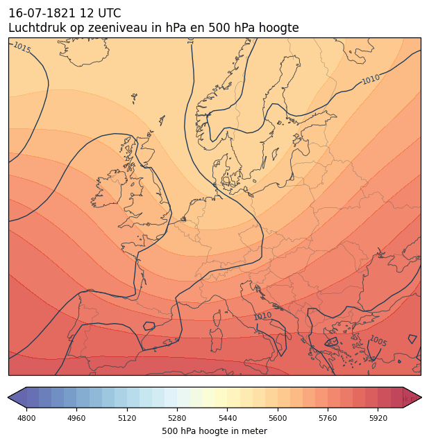 Weerkaart van 16 juli 1821 om 12 UTC