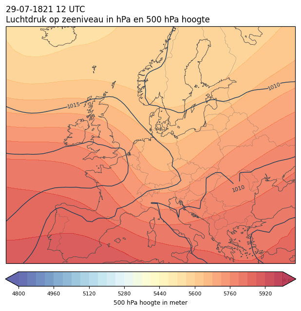 Weerkaart van 29 juli 1821 om 12 UTC