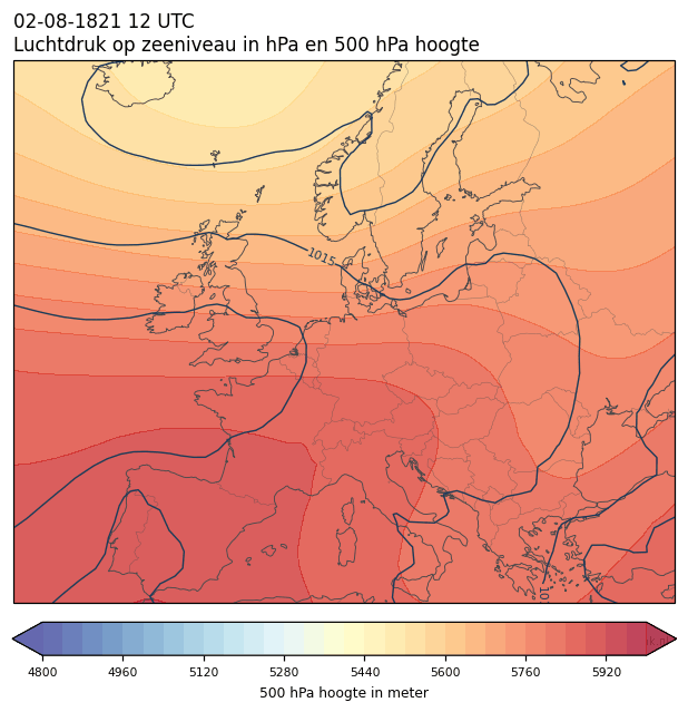 Weerkaart van 2 augustus 1821 om 12 UTC