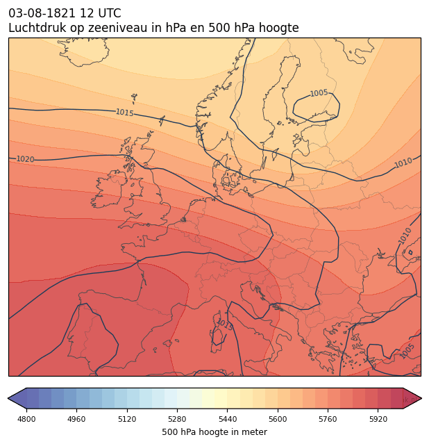 Weerkaart van 3 augustus 1821 om 12 UTC