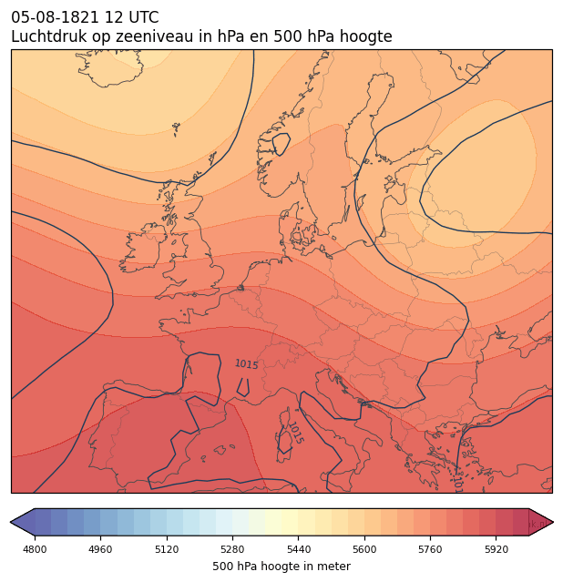 Weerkaart van 5 augustus 1821 om 12 UTC
