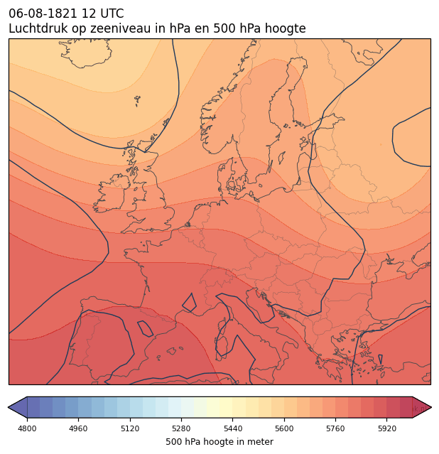 Weerkaart van 6 augustus 1821 om 12 UTC