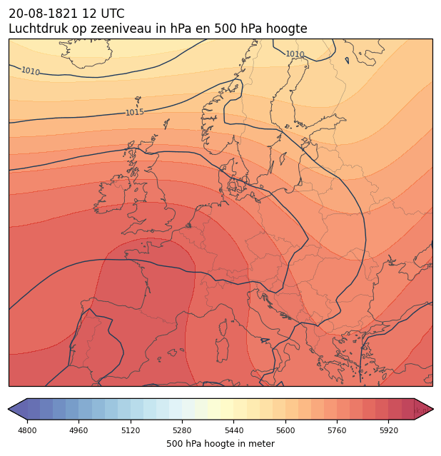 Weerkaart van 20 augustus 1821 om 12 UTC