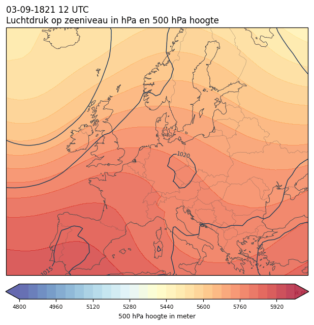 Weerkaart van 3 september 1821 om 12 UTC