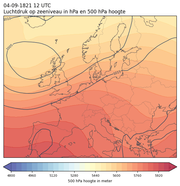 Weerkaart van 4 september 1821 om 12 UTC