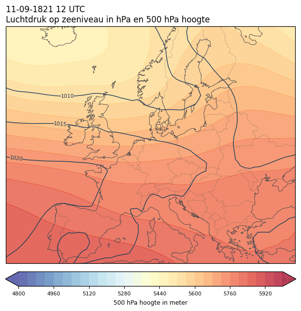 Weerkaart van 11 september 1821 om 12 UTC